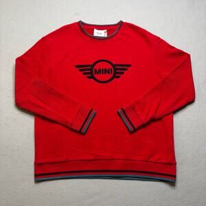 MINI Cooper Red Crewneck Sweatshirt Mens Medium Embroidered Logo Pullover